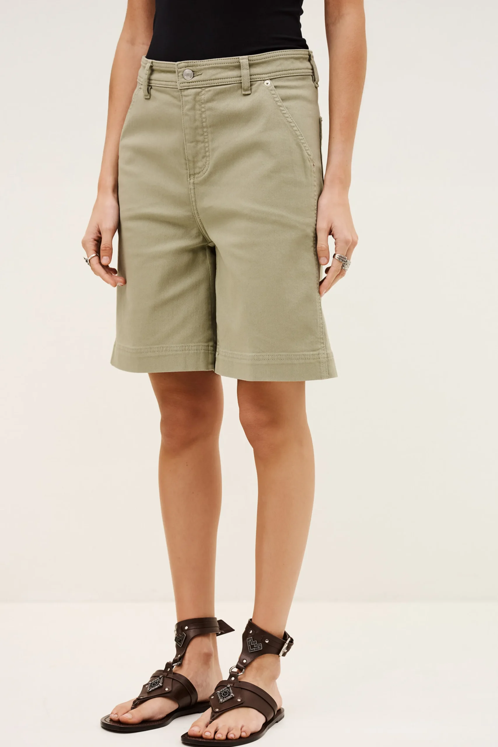 Ba&Sh TODD bermudas anchas de algodón VERDE Sale