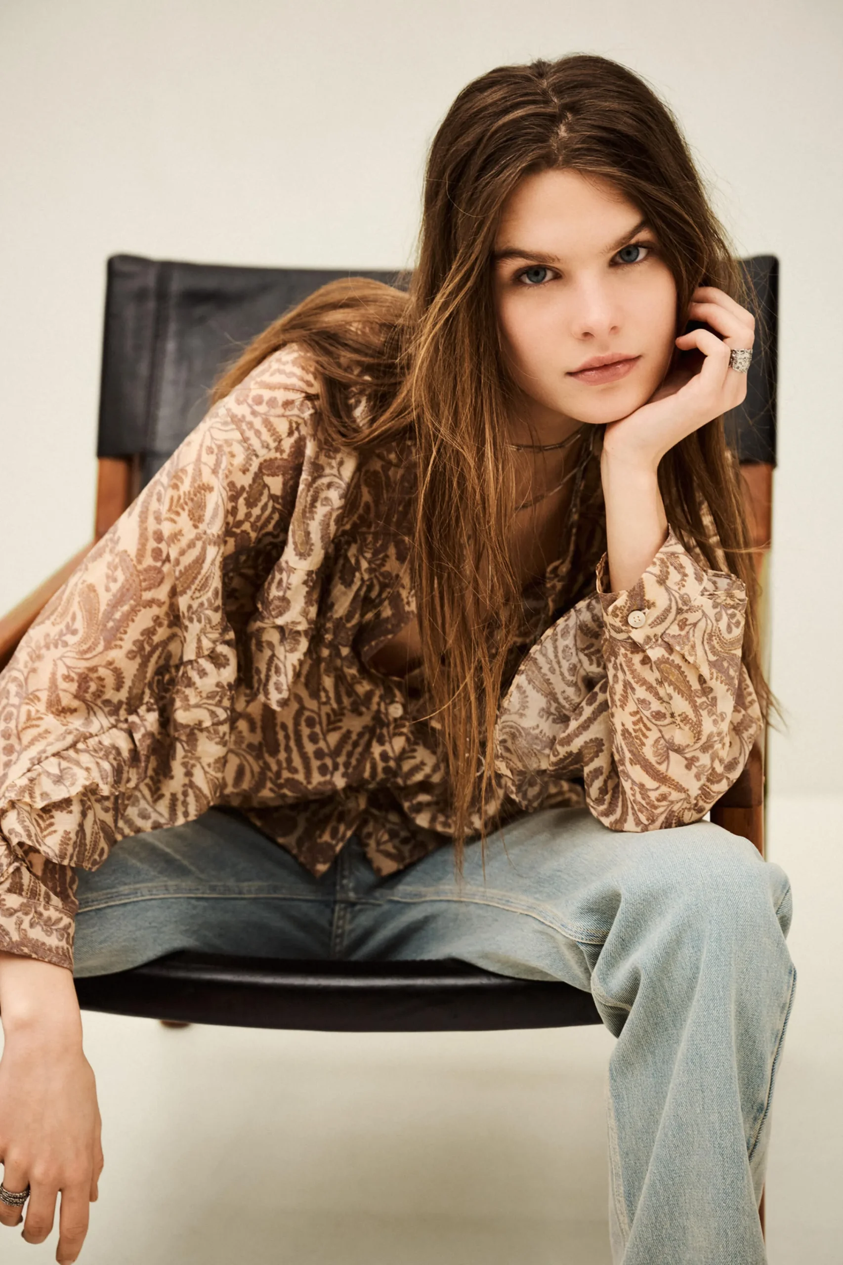 Ba&Sh TUNELLA camisa clásica con volantes ECRU Best