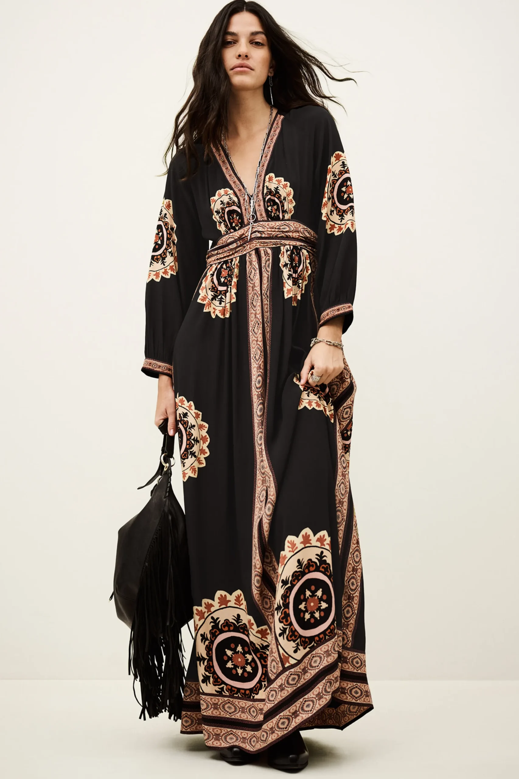 Ba&Sh VERA vestido largo estampado GRIS Discount