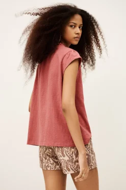 Ba&Sh VERY top con mangas de volantes PINK Clearance