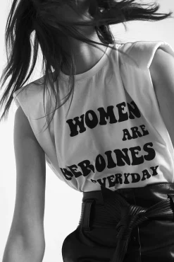 Ba&Sh WOMAN camiseta con mensaje BLANCO Outlet