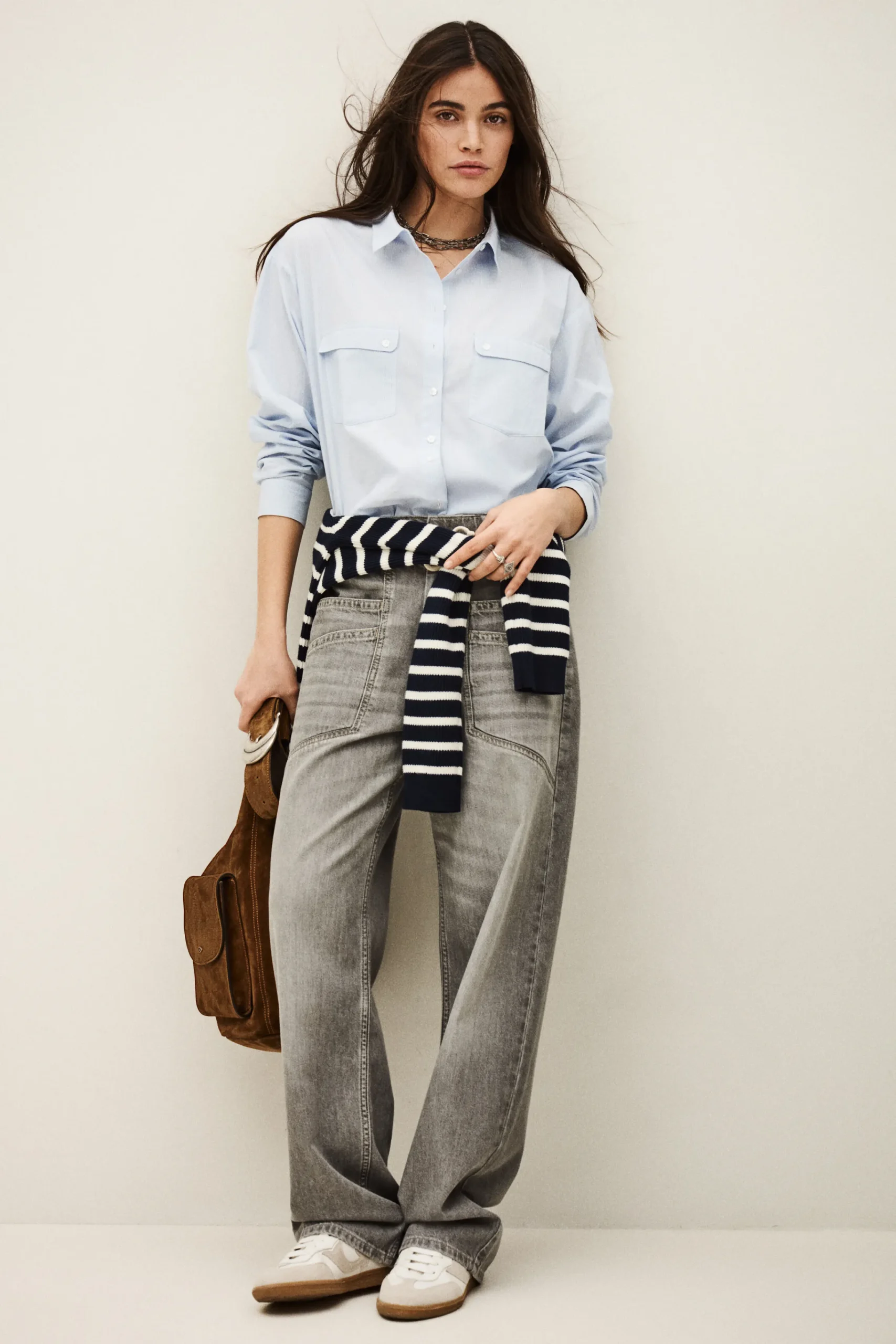 Ba&Sh YIMA pantalón ancho acampanado € 185 GRIS Sale