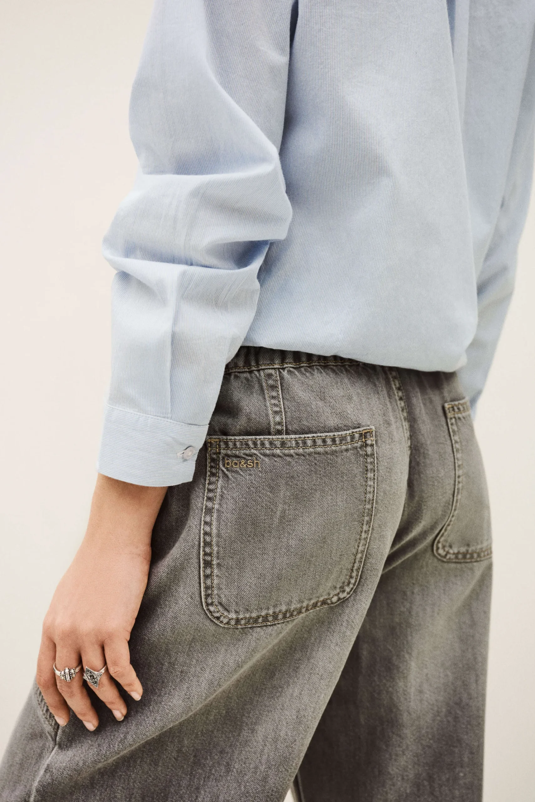 Ba&Sh YIMA pantalón ancho acampanado € 185 GRIS Sale