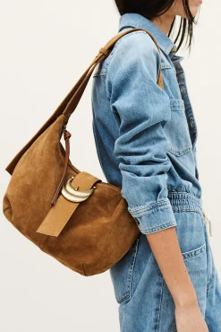 Ba&Sh YOUYOU bolso hobo de ante MARRON Outlet