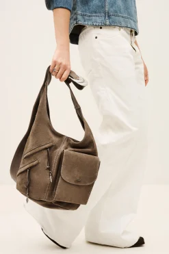Ba&Sh YOUYOU bolso tipo saco de ante GRIS Online