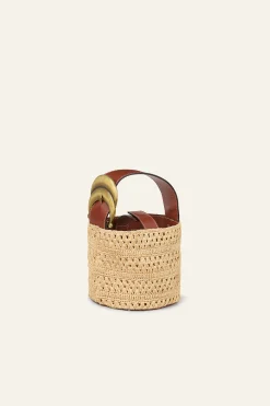 Ba&Sh YOUYOU bolso tipo saco mini de rafia MARRON Discount
