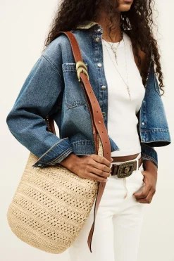 Ba&Sh YOUYOU bolso tipo saco trenzado MARRON