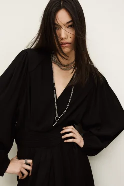 Ba&Sh ALANA vestido corto cruzado NEGRO New