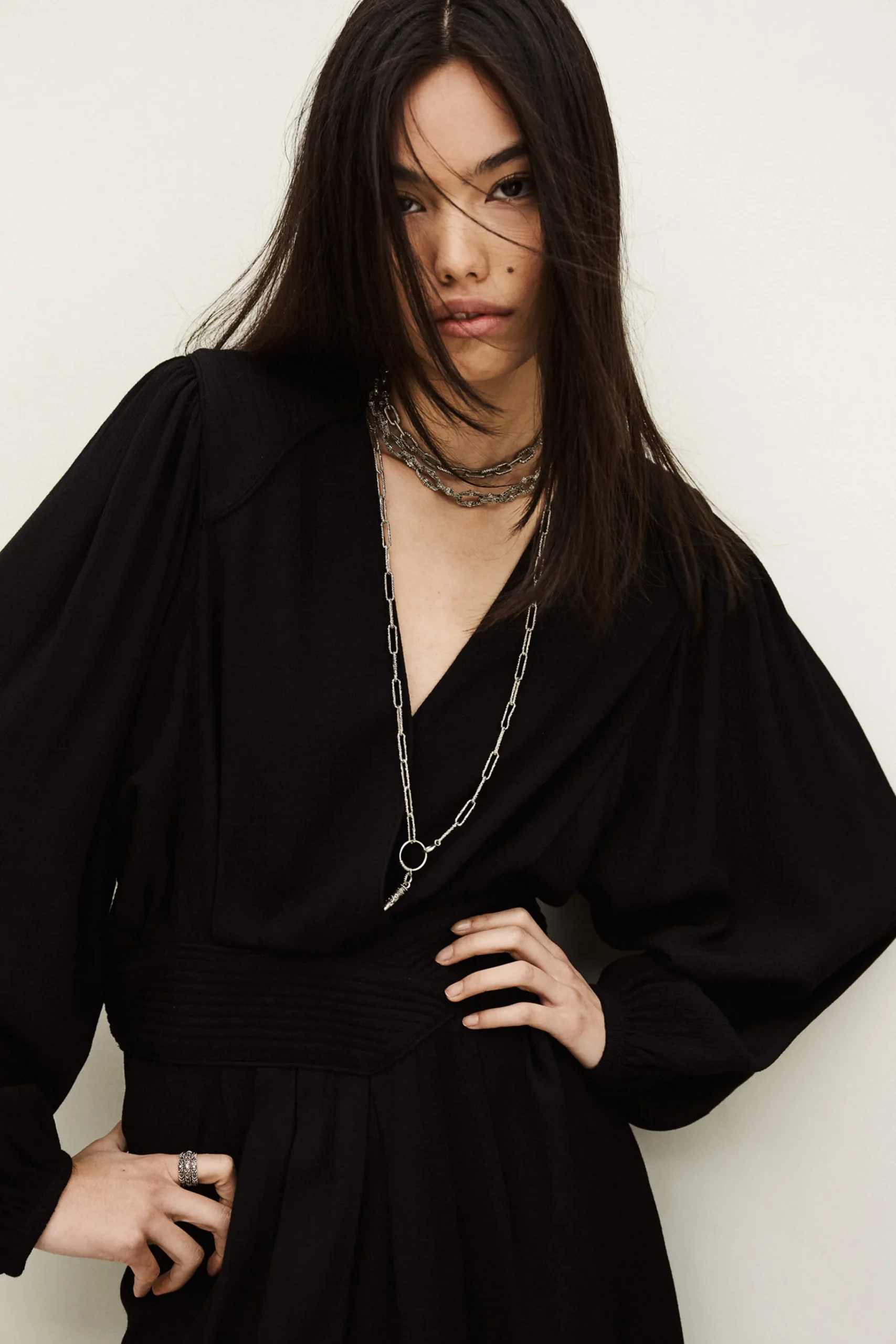 Ba&Sh ALANA vestido corto cruzado NEGRO New
