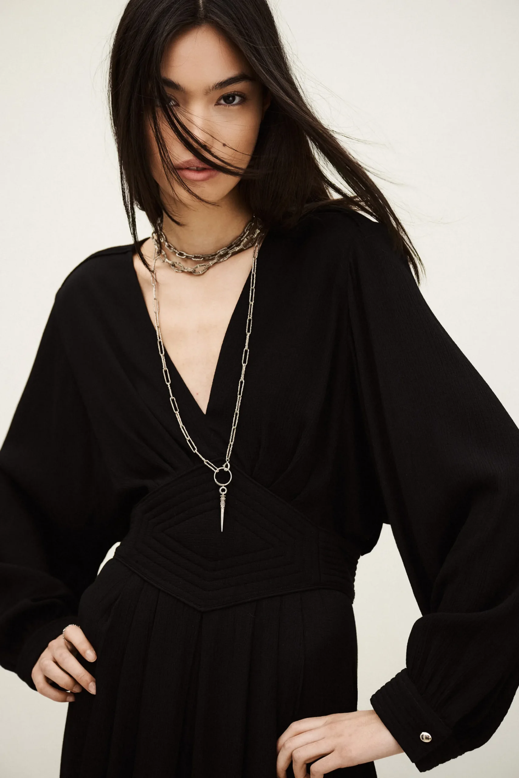 Ba&Sh AMBRA vestido midi elegante NEGRO Clearance