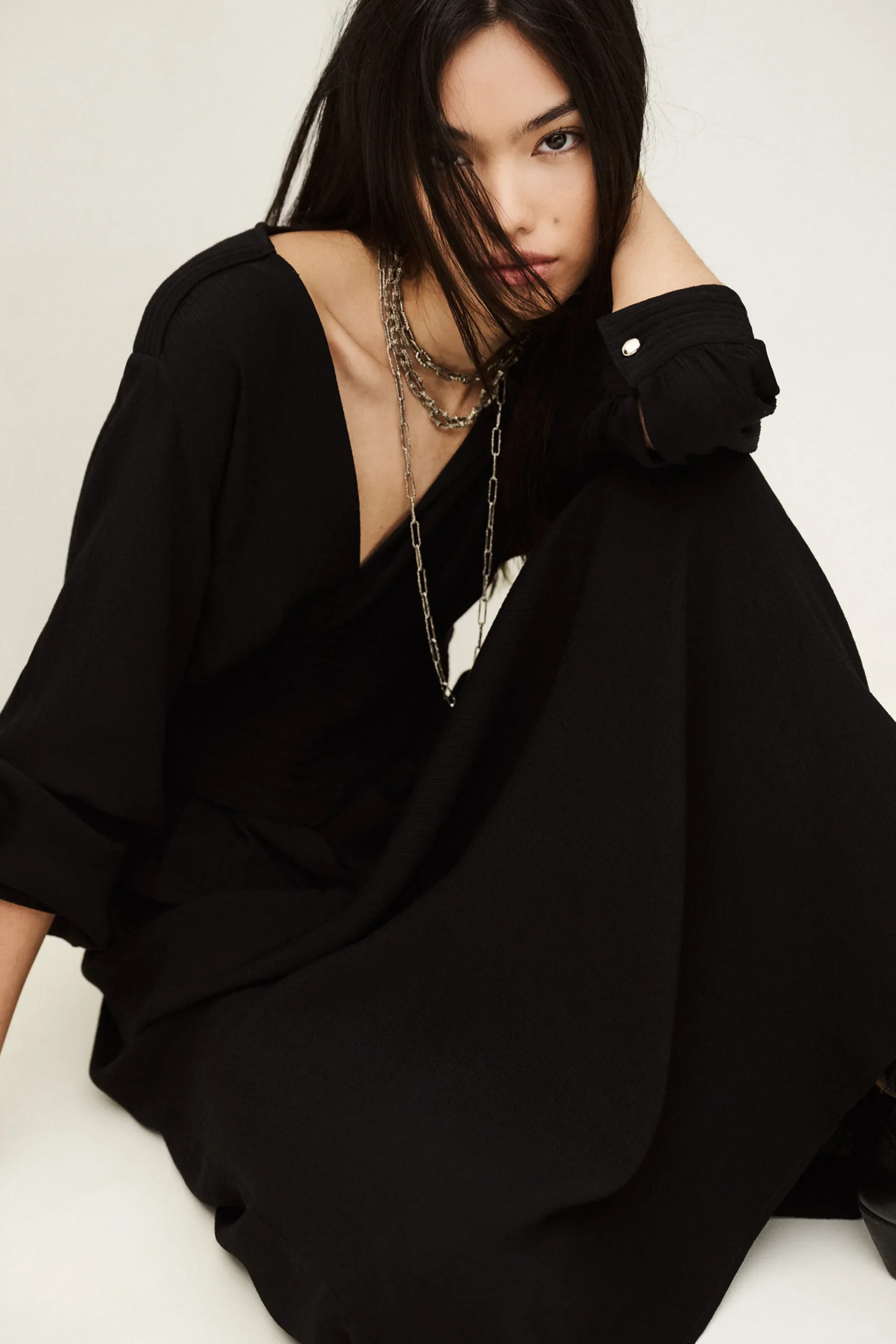 Ba&Sh AMBRA vestido midi elegante NEGRO Clearance