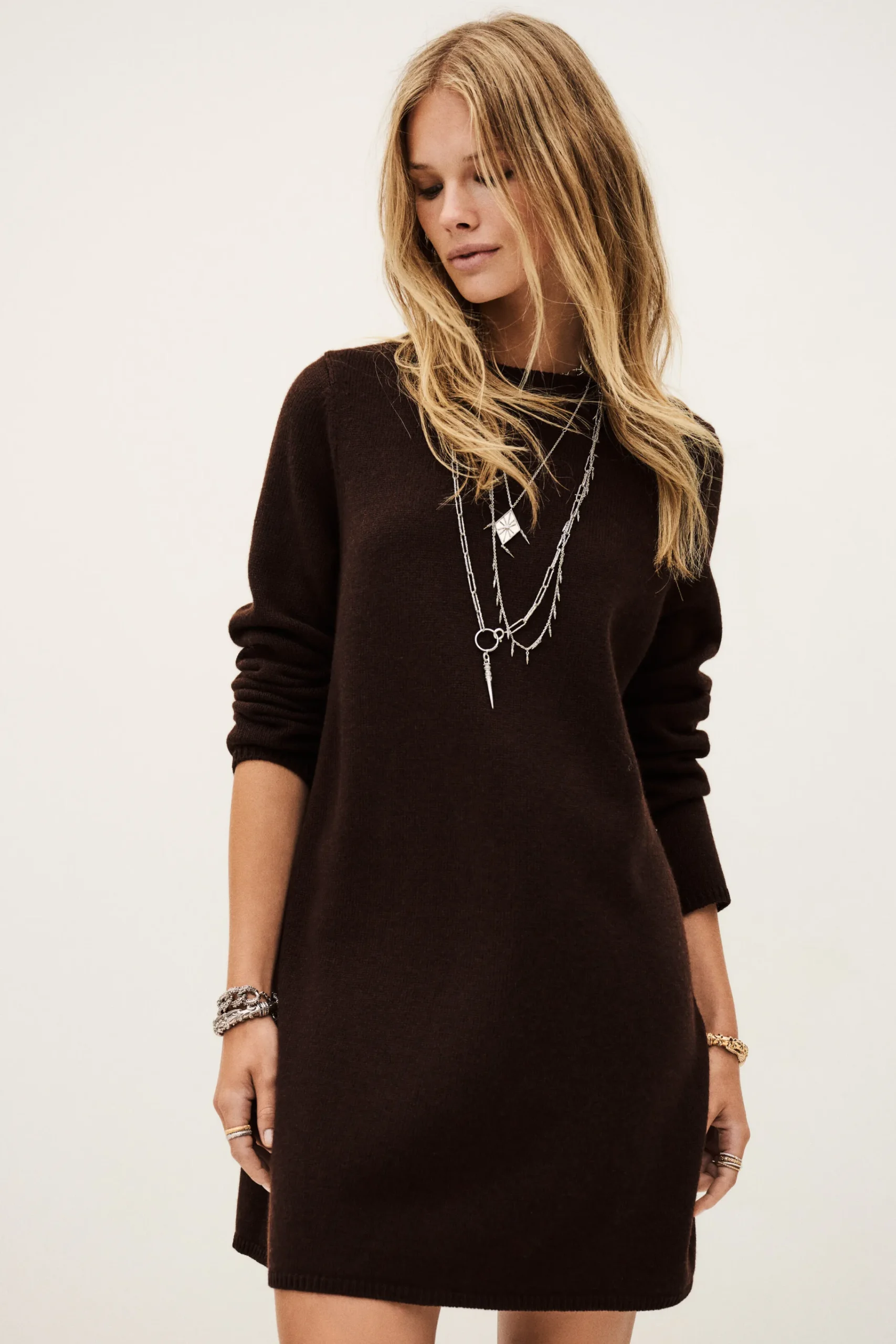 Ba&Sh ATES vestido tipo suéter de punto MARRON Best