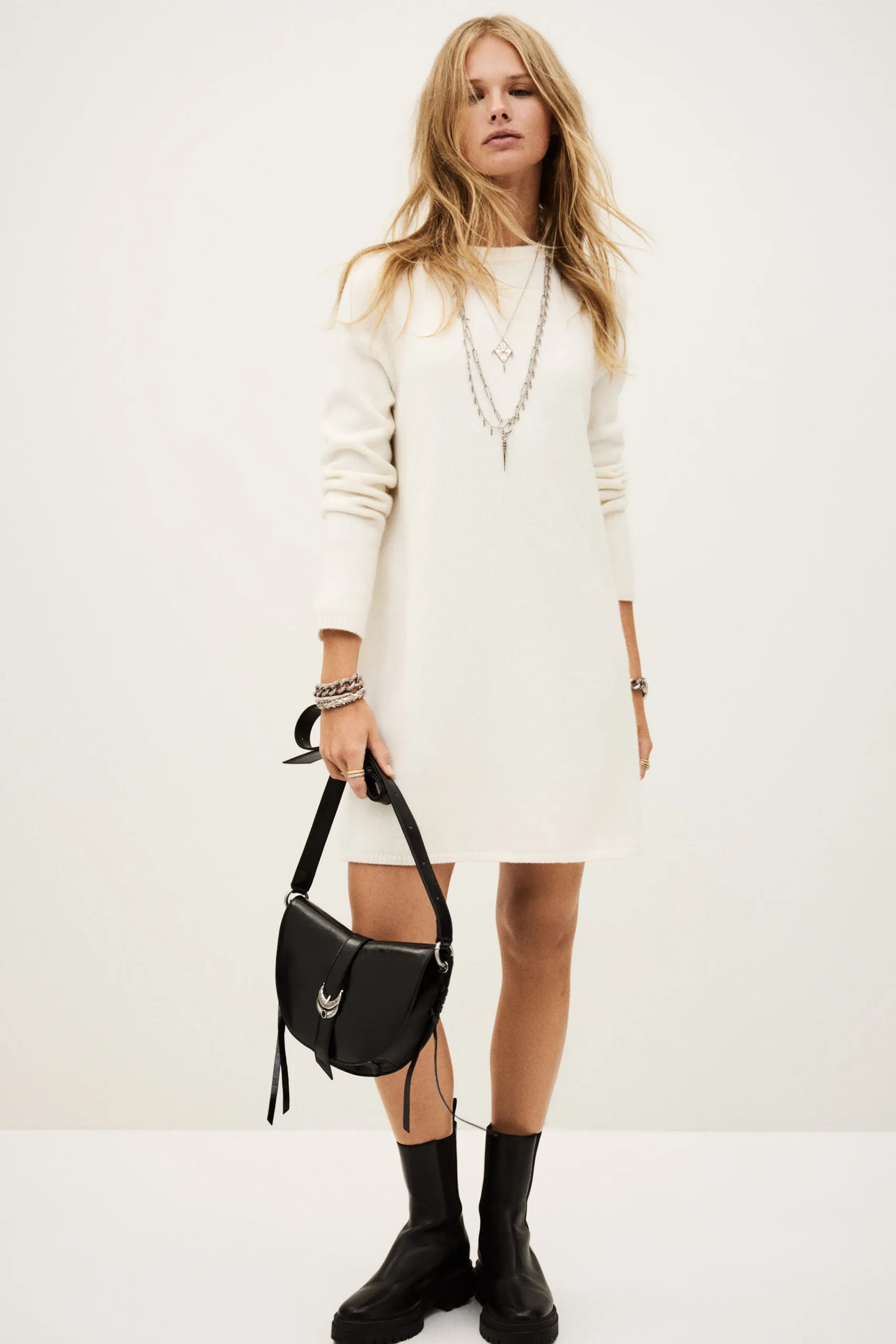 Ba&Sh ATES vestido tipo suéter de punto ECRU Discount