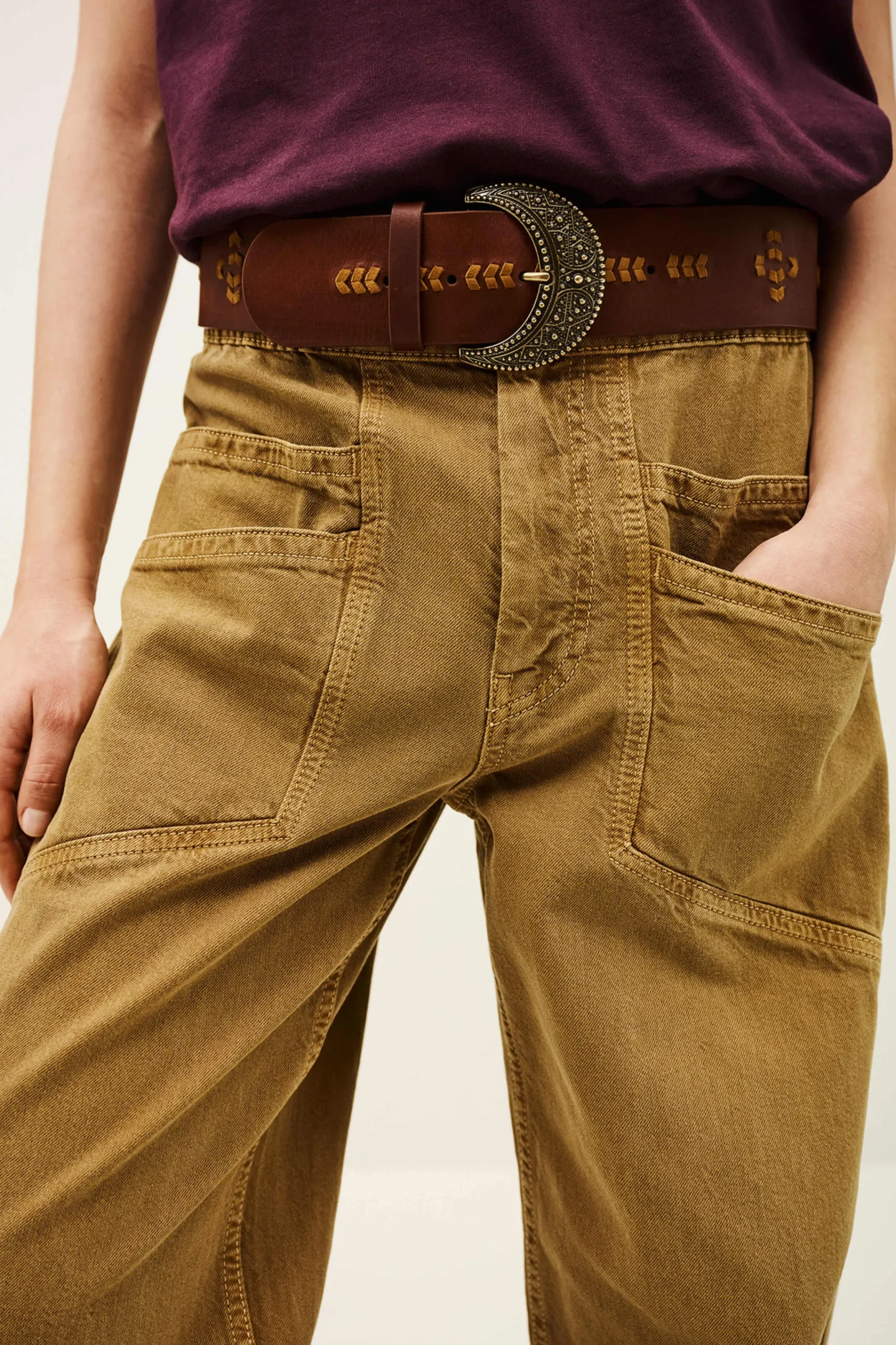Ba&Sh BANHA cinturón de cuero trenzado € 160 MARRON Discount