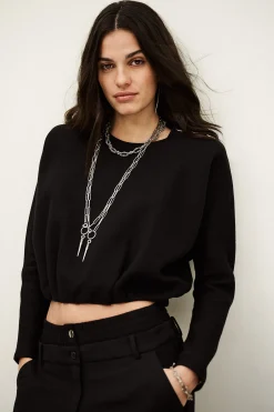 Ba&Sh BRANNY top abullonado tipo kimono NEGRO