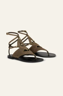 Ba&Sh CAPRI sandalias planas de ante VERDE Online