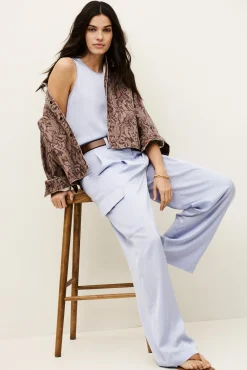 Ba&Sh CARY pantalón cargo ancho € 215 PÚRPURA Hot
