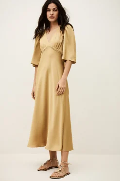 Ba&Sh CHARLOTTE vestido midi MARRON