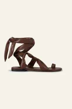 Ba&Sh COVILLA sandalias planas anudadas MARRON