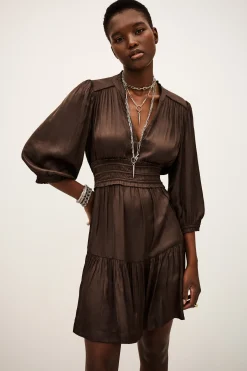 Ba&Sh CYRIALA vestido corto MARRON New