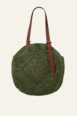 Ba&Sh PALMA cesta de rafia VERDE New