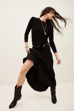 Ba&Sh PONIA falda midi talle NEGRO Sale