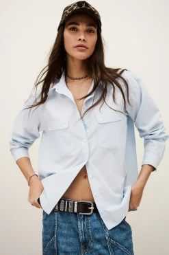 Ba&Sh PORZIA camisa ancha de rayas AZUL Outlet
